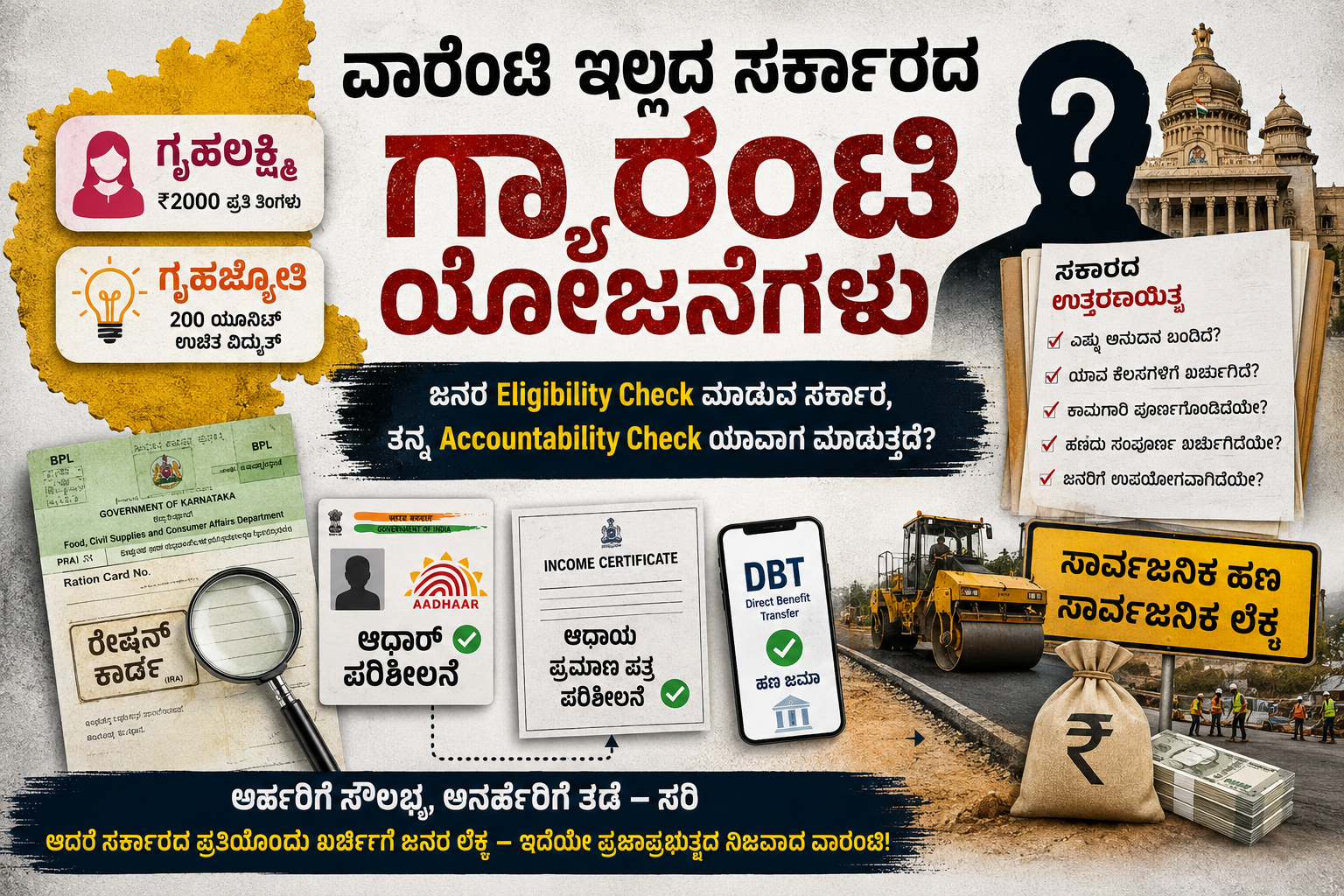 ವಾರೆಂಟಿ ಇಲ್ಲದ ಸರ್ಕಾರದ ಗ್ಯಾರಂಟಿ ಯೋಜನೆಗಳು: ಗೃಹಲಕ್ಷ್ಮಿ ಪರಿಶೀಲನೆಯಿಂದ ಎದ್ದ ಪ್ರಶ್ನೆಗಳು